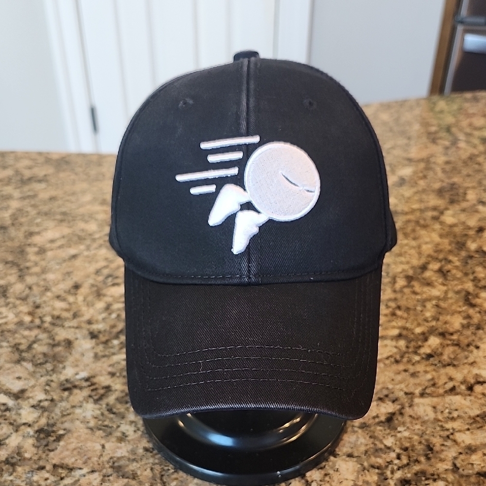Black Baseball Cap with Embroidered Design‎